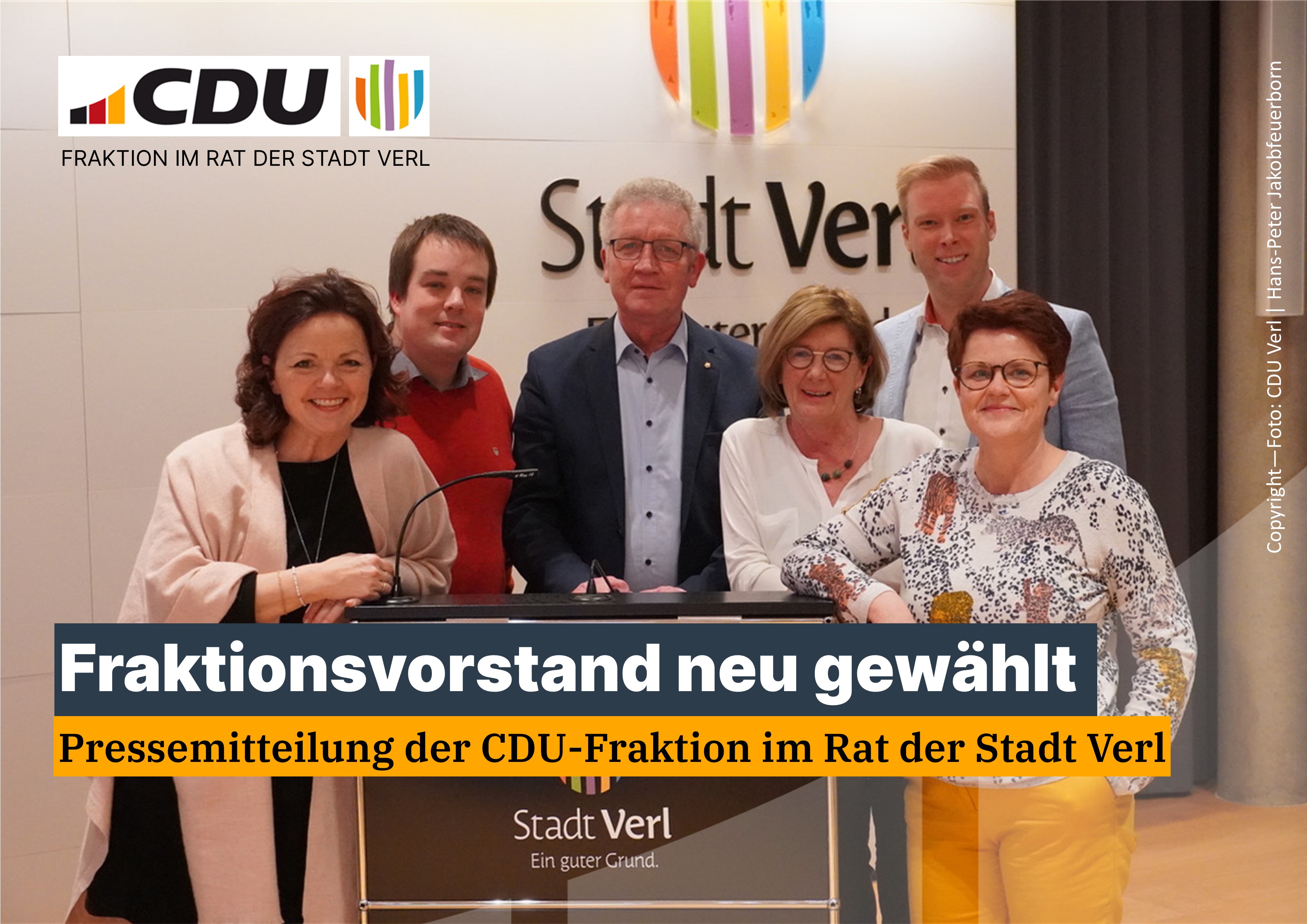 Freuen sich auf die Zusammenarbeit mit der Verwaltung und dem neuen Brgermeister. Der neue Fraktionsvorstand: v.l.n.r. Gabriele Nitsch, Sebastian Dahlktter, Hans-Peter Jakobfeuerborn, Urike Meyer, Henrik Brinkord und Susanne Jasper